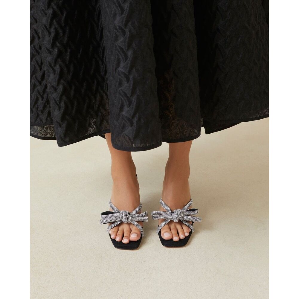 Loeffler Randall Margi Black Suede Bow Heel Size 7 $350